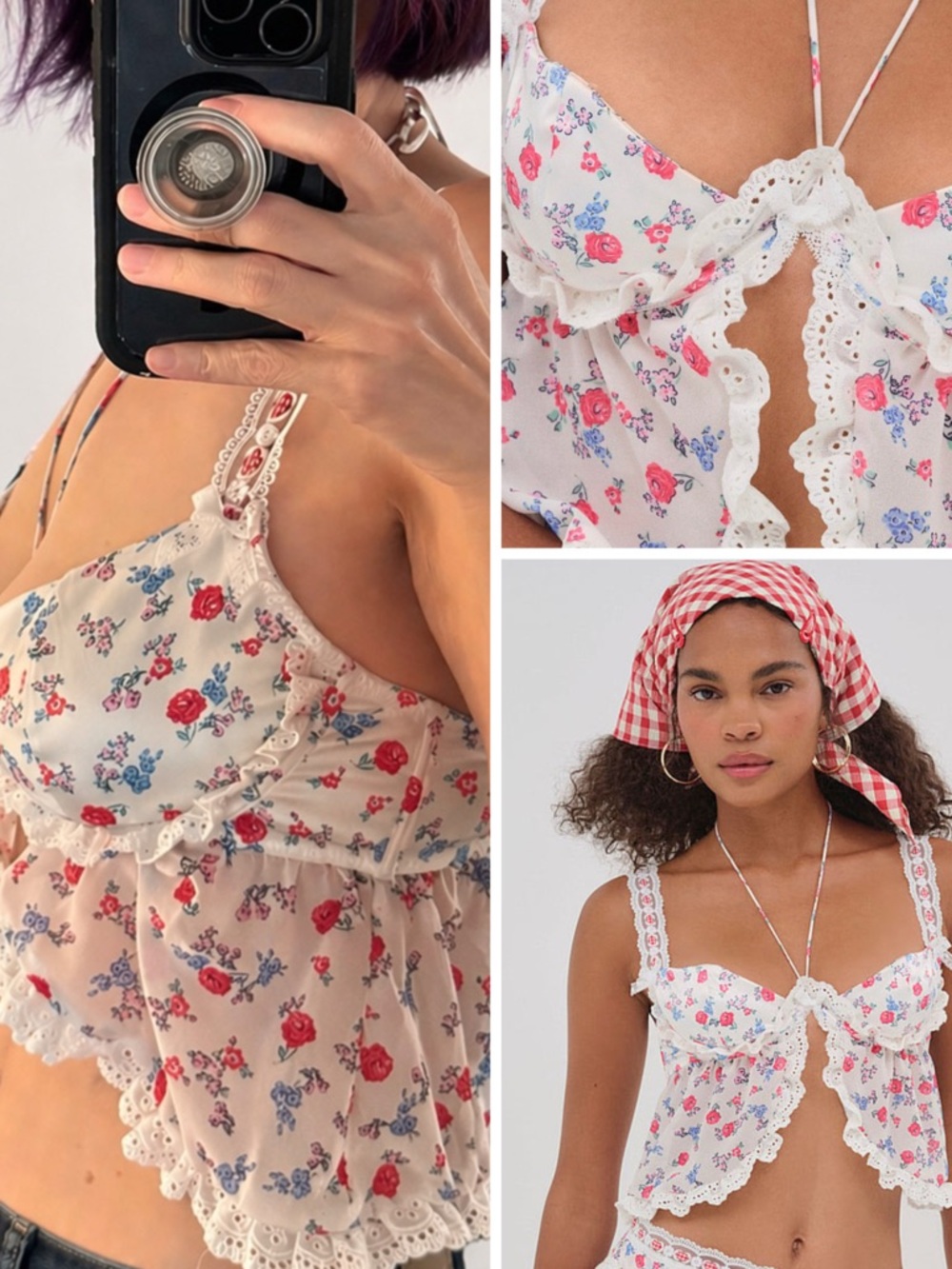 DITSY: For Love & Lemons "Ditsy Day" Bustier Bra Festival Top L NWT